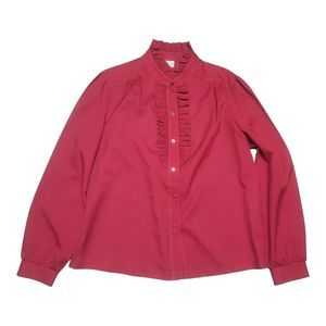 VTG Pykettes High Neck Ruffle Blousen Maroon Size Approx. Large Vintage 1970…